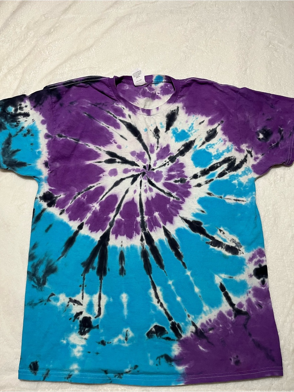 New Tie-Dye Spiral Short Sleeve Tee - Purple & Blue